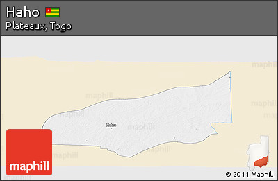 Classic Style Panoramic Map of Haho, single color outside