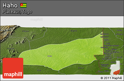 Physical Panoramic Map of Haho, darken