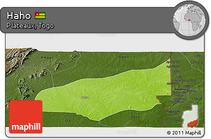 Physical Panoramic Map of Haho, darken
