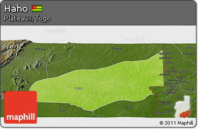 Physical Panoramic Map of Haho, darken