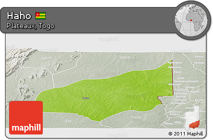 Physical Panoramic Map of Haho, lighten, semi-desaturated