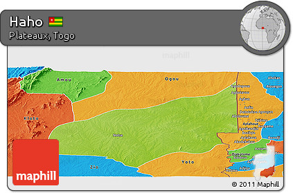 Physical Panoramic Map of Haho, political outside