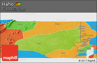 Physical Panoramic Map of Haho, political outside
