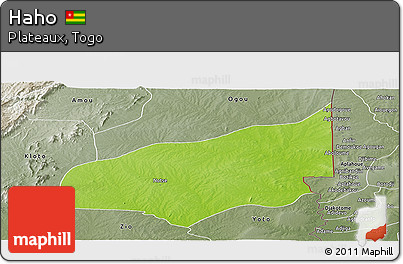 Physical Panoramic Map of Haho, semi-desaturated