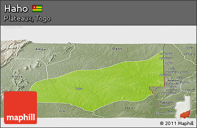 Physical Panoramic Map of Haho, semi-desaturated