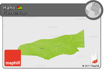 Physical Panoramic Map of Haho, single color outside
