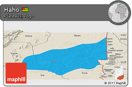 Political Panoramic Map of Haho, shaded relief outside