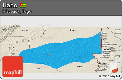 Political Panoramic Map of Haho, shaded relief outside