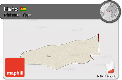 Shaded Relief Panoramic Map of Haho, cropped outside