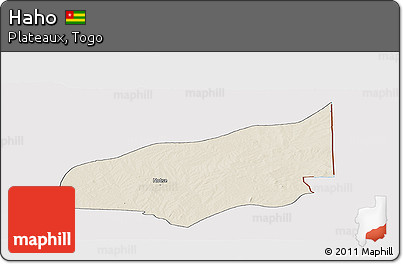 Shaded Relief Panoramic Map of Haho, cropped outside
