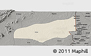 Shaded Relief Panoramic Map of Haho, darken, semi-desaturated