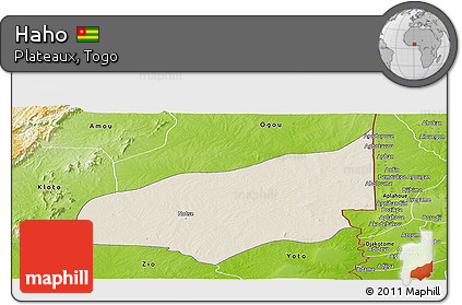 Shaded Relief Panoramic Map of Haho, physical outside