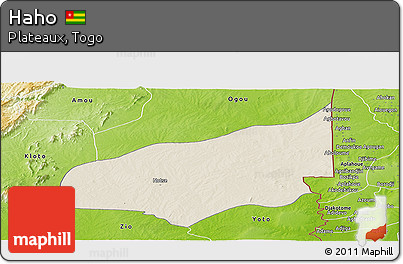 Shaded Relief Panoramic Map of Haho, physical outside