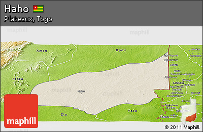 Shaded Relief Panoramic Map of Haho, physical outside