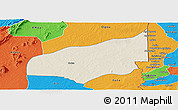 Shaded Relief Panoramic Map of Haho, political outside
