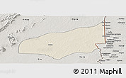 Shaded Relief Panoramic Map of Haho, semi-desaturated