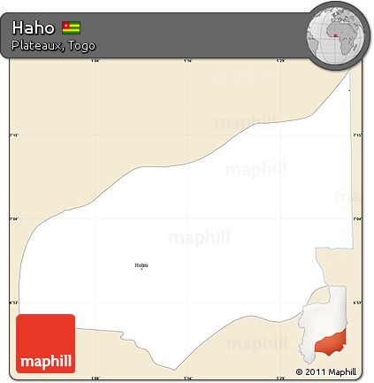 Classic Style Simple Map of Haho, single color outside