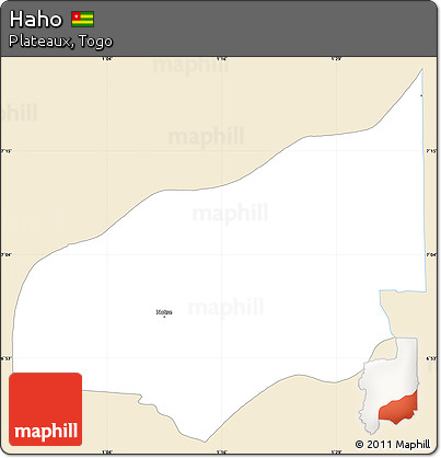 Classic Style Simple Map of Haho, single color outside