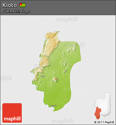 Physical 3D Map of Kloto, single color outside