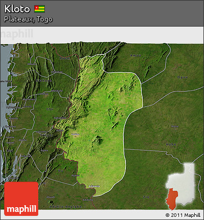 Satellite 3D Map of Kloto, darken