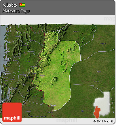 Satellite 3D Map of Kloto, darken