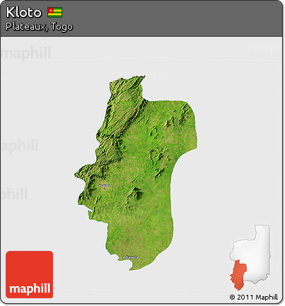 Satellite 3D Map of Kloto, single color outside
