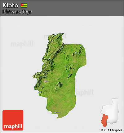 Satellite 3D Map of Kloto, single color outside