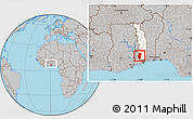 Gray Location Map of Kloto, highlighted country, within the entire country