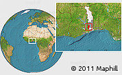 Satellite Location Map of Kloto, highlighted country, highlighted parent region