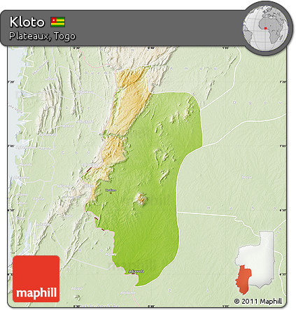 Physical Map of Kloto, lighten