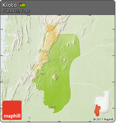 Physical Map of Kloto, lighten