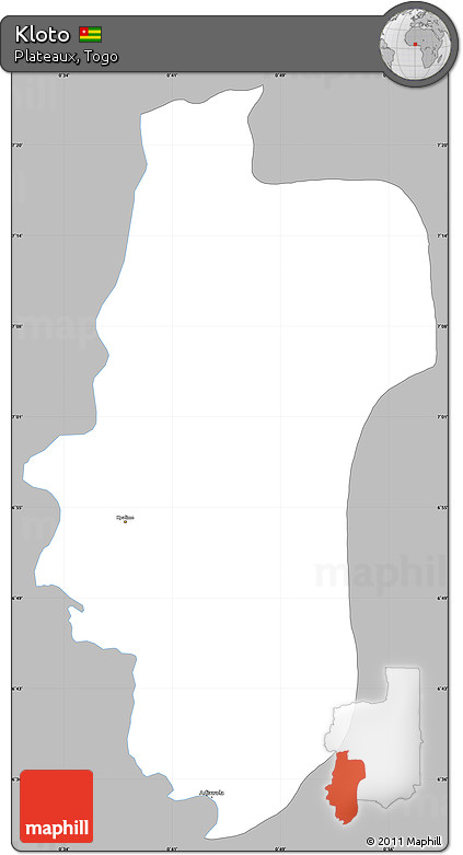 Gray Simple Map of Kloto, single color outside