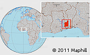 Gray Location Map of Plateaux, within the entire country