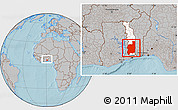 Gray Location Map of Plateaux, highlighted country, within the entire country, hill shading