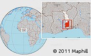 Gray Location Map of Plateaux, highlighted country, within the entire country