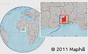 Gray Location Map of Plateaux, hill shading