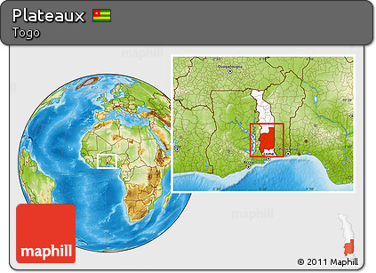 Physical Location Map of Plateaux, highlighted country, within the entire country