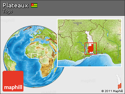 Physical Location Map of Plateaux, highlighted country, within the entire country