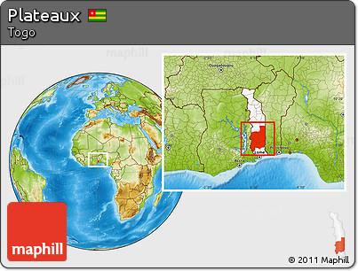 Physical Location Map of Plateaux, highlighted country, within the entire country