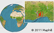 Satellite Location Map of Plateaux, within the entire country