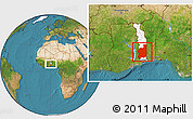 Satellite Location Map of Plateaux, highlighted country, within the entire country