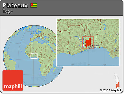Savanna Style Location Map of Plateaux