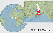Savanna Style Location Map of Plateaux, highlighted country, hill shading
