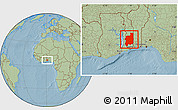 Savanna Style Location Map of Plateaux, hill shading