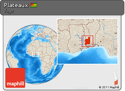 Shaded Relief Location Map of Plateaux