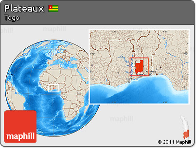 Shaded Relief Location Map of Plateaux