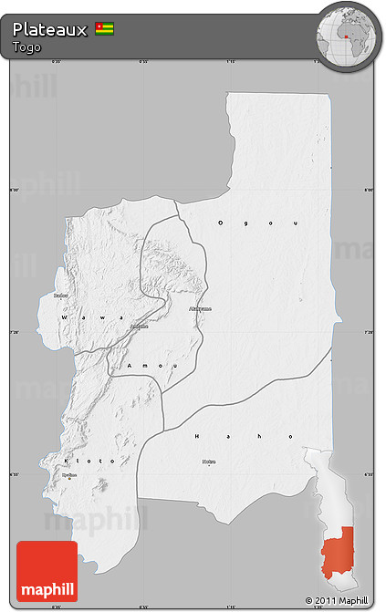 Gray Map of Plateaux, single color outside
