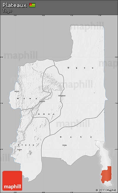Gray Map of Plateaux, single color outside