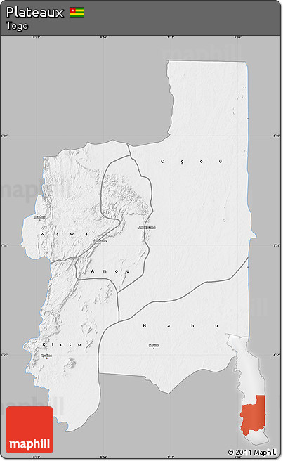 Gray Map of Plateaux, single color outside