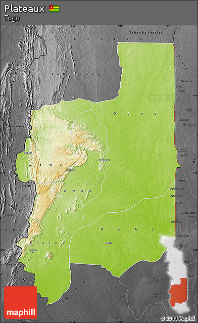 Physical Map of Plateaux, darken, desaturated